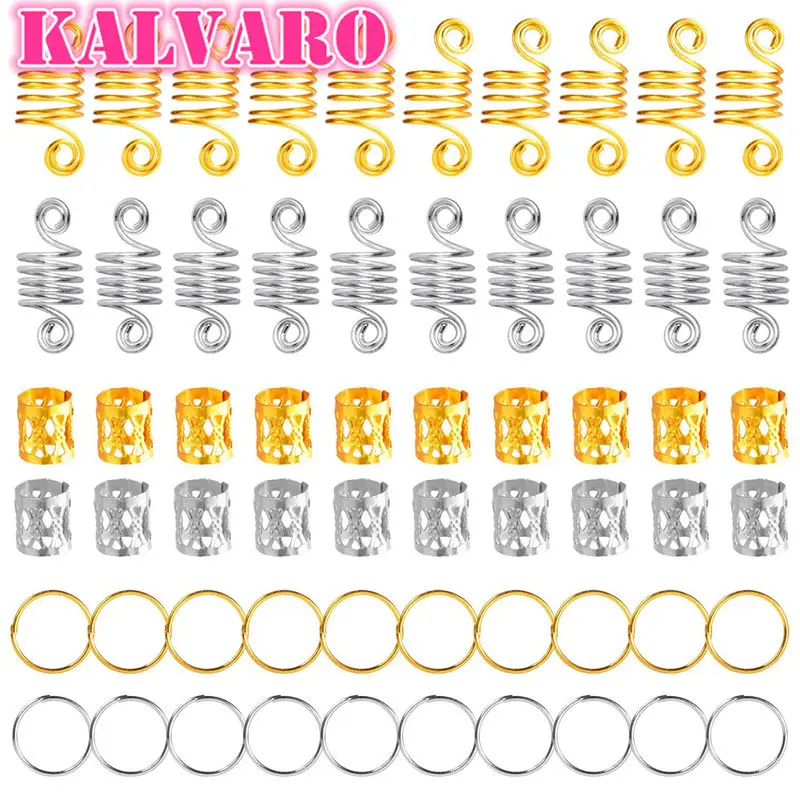 60 шт. смешанные серебряные и золотые косы для волос манжеты бороды дредов круглое