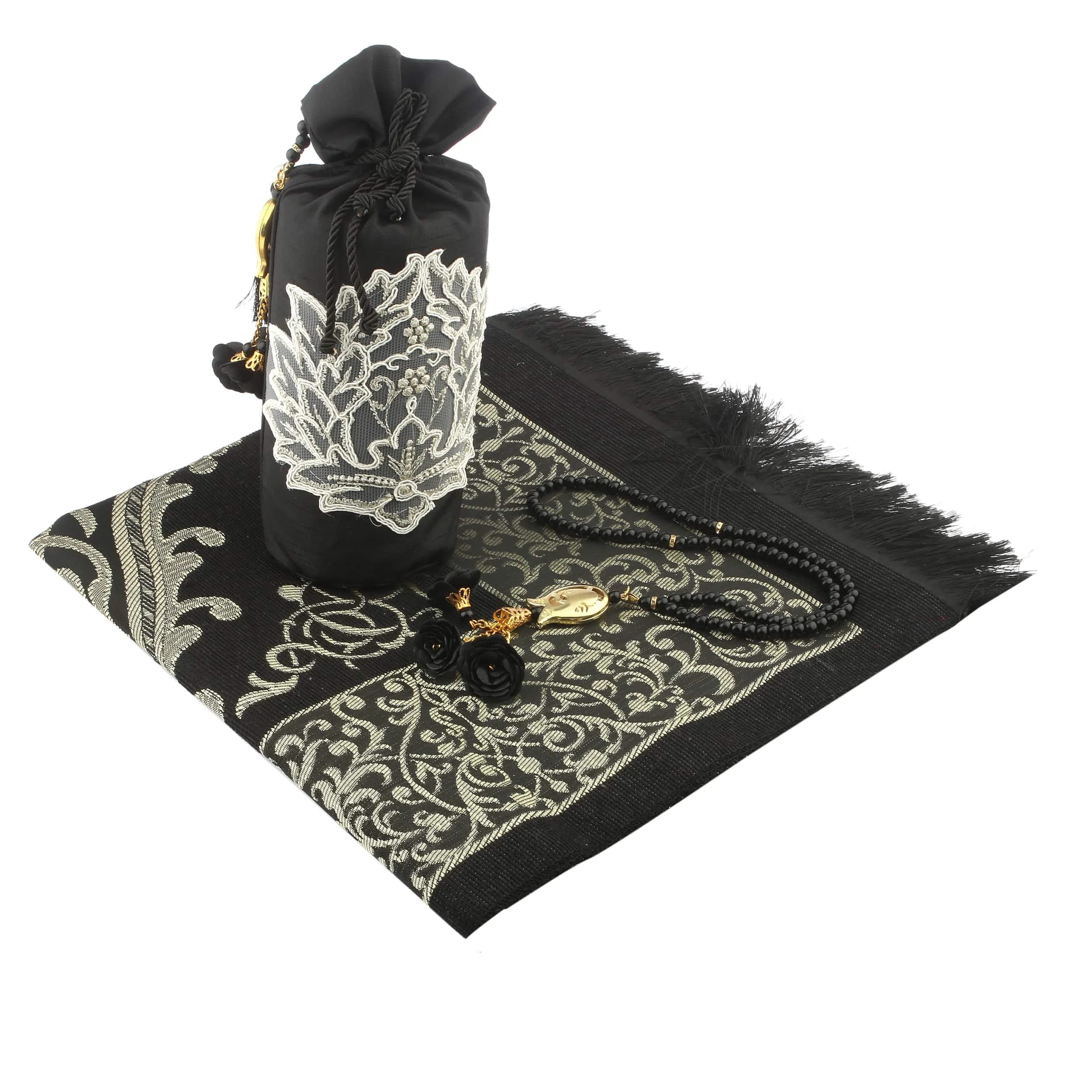 

Исламский мусульманский серия звезд гипюр молитвенный коврик четки набор черный свободный спалкинг
