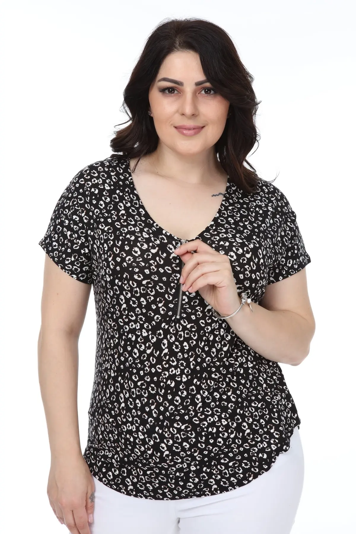 Блузка на молнии большого размера Hanezza