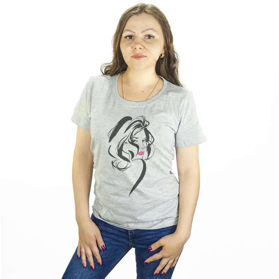 Футболка женская принт Девушка №2 100% хлопок короткий рукав.Топ круглый ворот