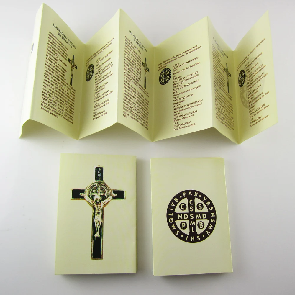 Высокое качество Серебряный Крест Святого Бенедикта Распятие с кожаным