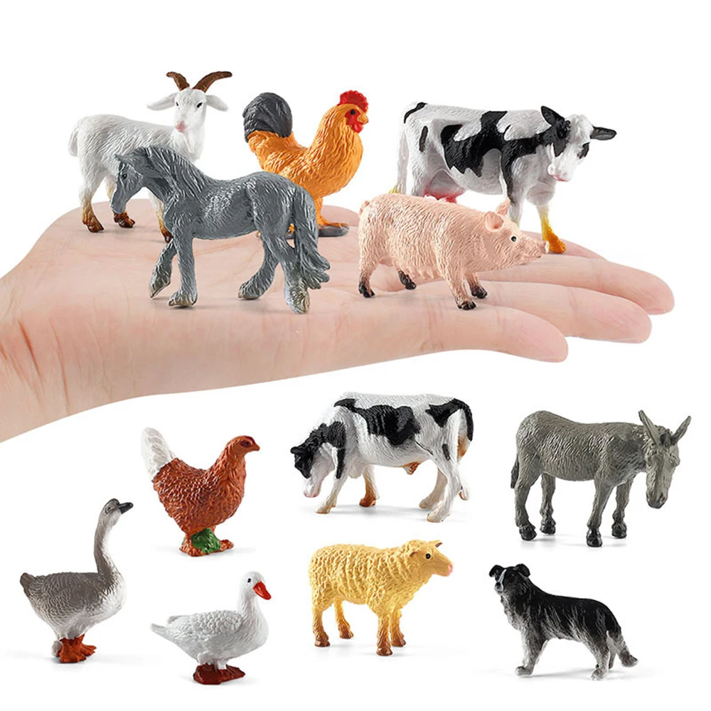 12pcs Realistic Animal Figurines Simulated Poultry Action Figure Farm Dog Duck Cock Models Education Toys for Children Kids Gift images - 6