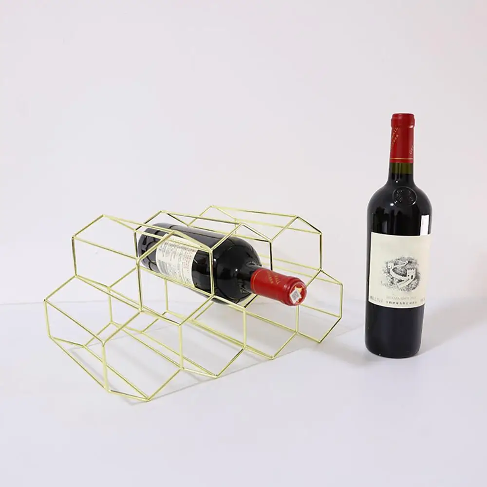 Позолоченная металлическая трапециевидная стойка для вина красная бутылок