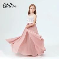 dusty rose chiffon flower girl dresses for wedding evening party girls formal princess gown long new junior bridesmaid dress