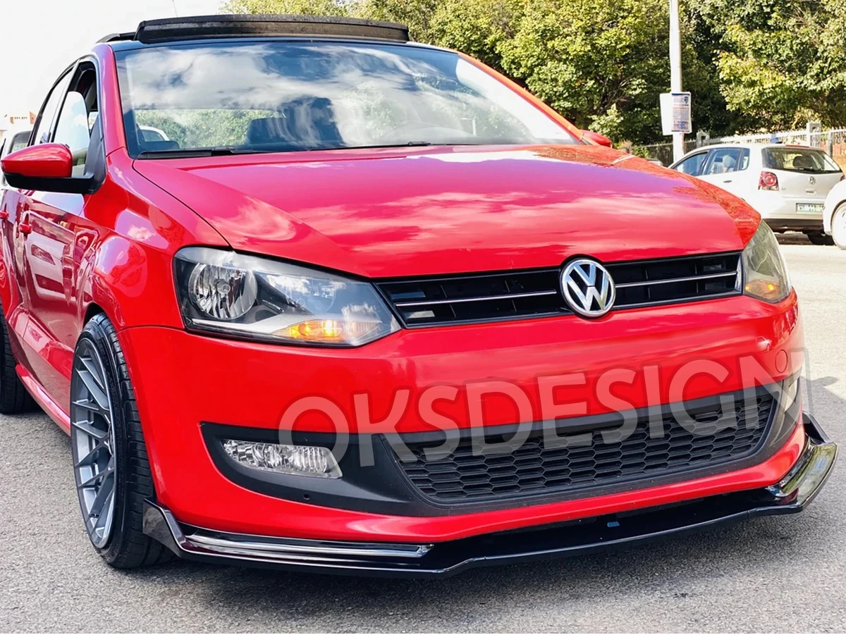 

Для Volkswagen VW Polo 2009-2017 губа переднего бампера автомобиля 3 шт. черный разделитель диффузор губа кузова Комплект спойлер на бампер