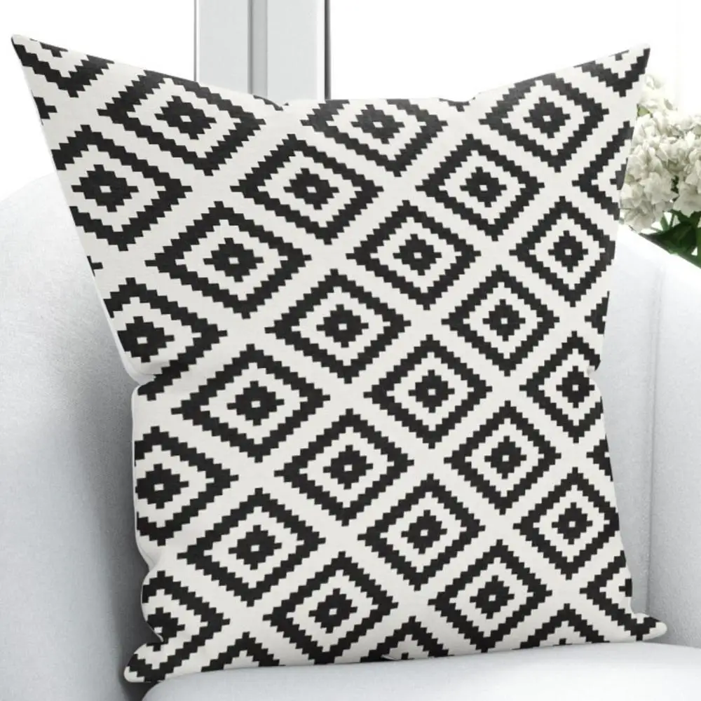 

Else Black White Ogee Geometric Nordec Vintage 3D Print Throw Pillow Case Cushion Cover Square Hidden Zipper 45x45cm