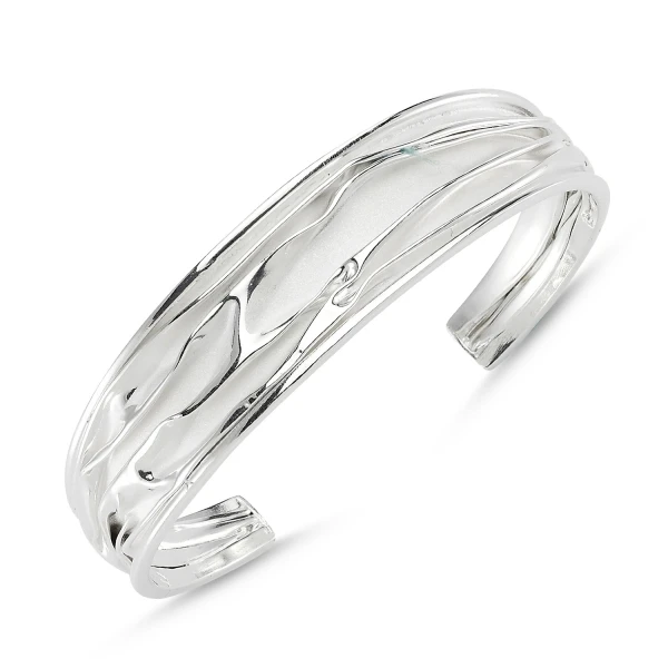 

Silver 925 Sterling Sterling Six Open Wrinkled Bracelet
