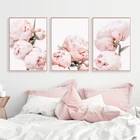 Румяна, розовый цветок, пионы, плакаты и принты, ботанические стены, искусство, холст, живопись, растения, картина для гостиной, спальни, домашний декор