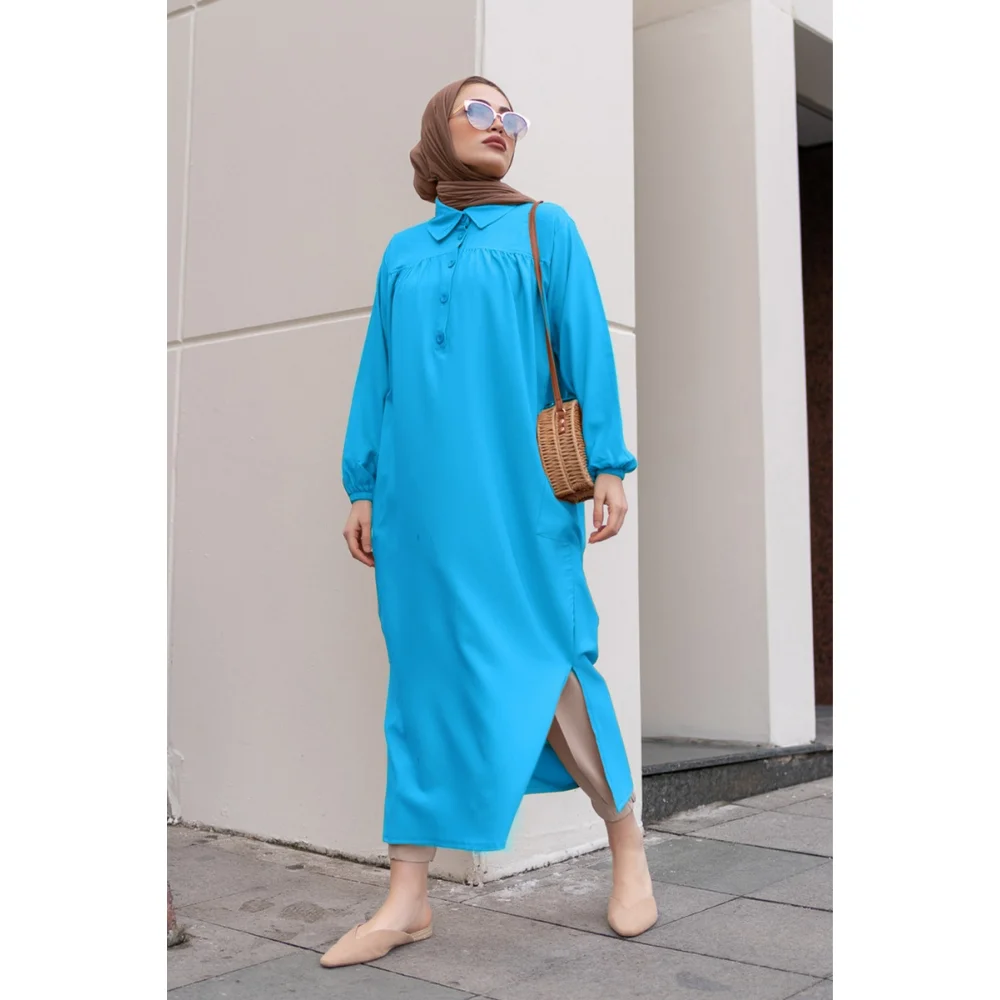 Side Slit Robe Pleated Tunic Muslim Islam Trend Fashion Muslim tops Muslim sets Tunic women Abayas Modest tops Muslim tunic Musl