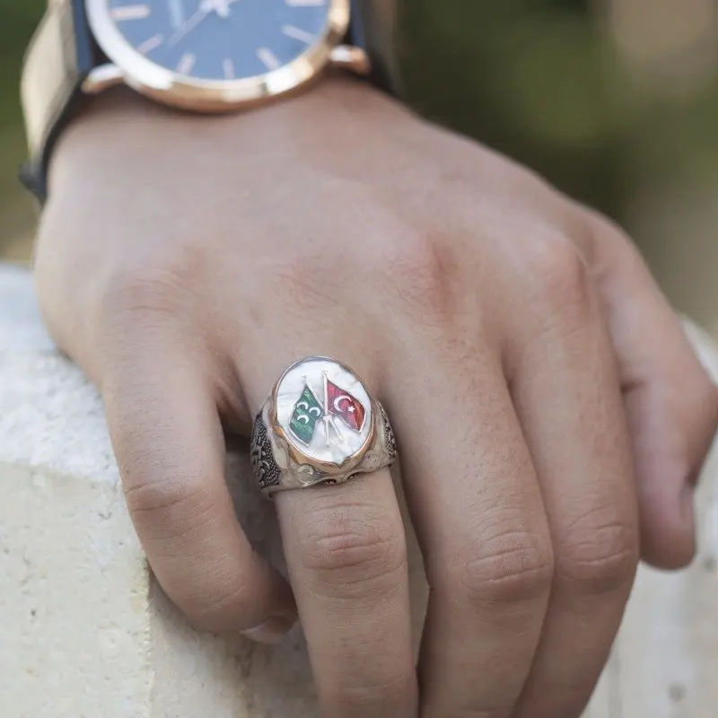 

925 Sterling Three Crescent and Moon and Star Silver Ring Fashion Turkish Premium Quality Handmade Jawelery