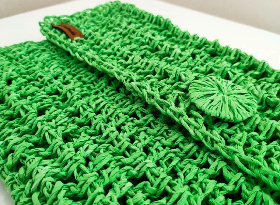 

Hand Knit Women Clutch Bag, Handmade, pistachio green / Made in Turkey