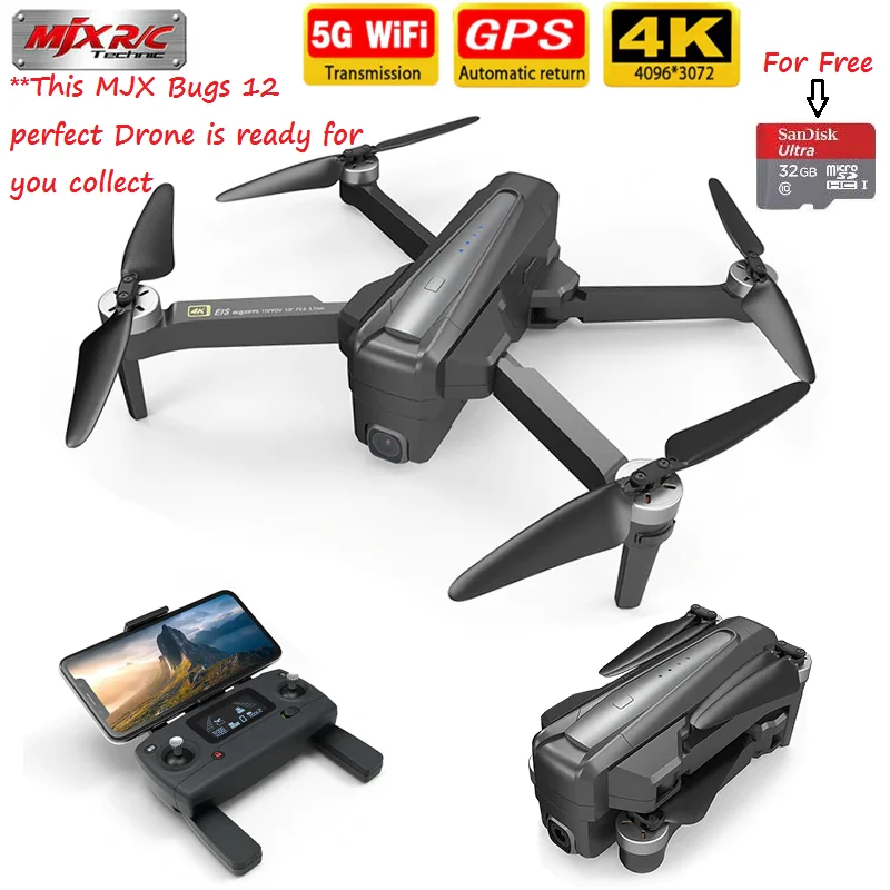 

MJX B12 Professional Drone EIS Func GPS 4K 5G WiFi Digital Zoom HD Camera Brushless Motror Foldable RC Quadcopter Original dron