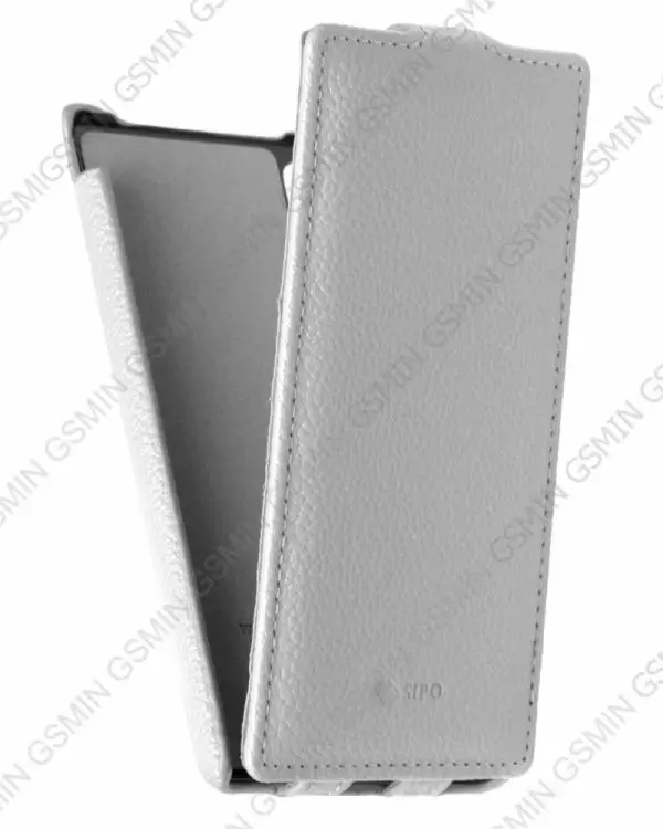 Кожаный чехол для Sony Xperia M4 Aqua Dual (E2333) Sipo Premium Leather Case - V-Series (Белый) | Мобильные