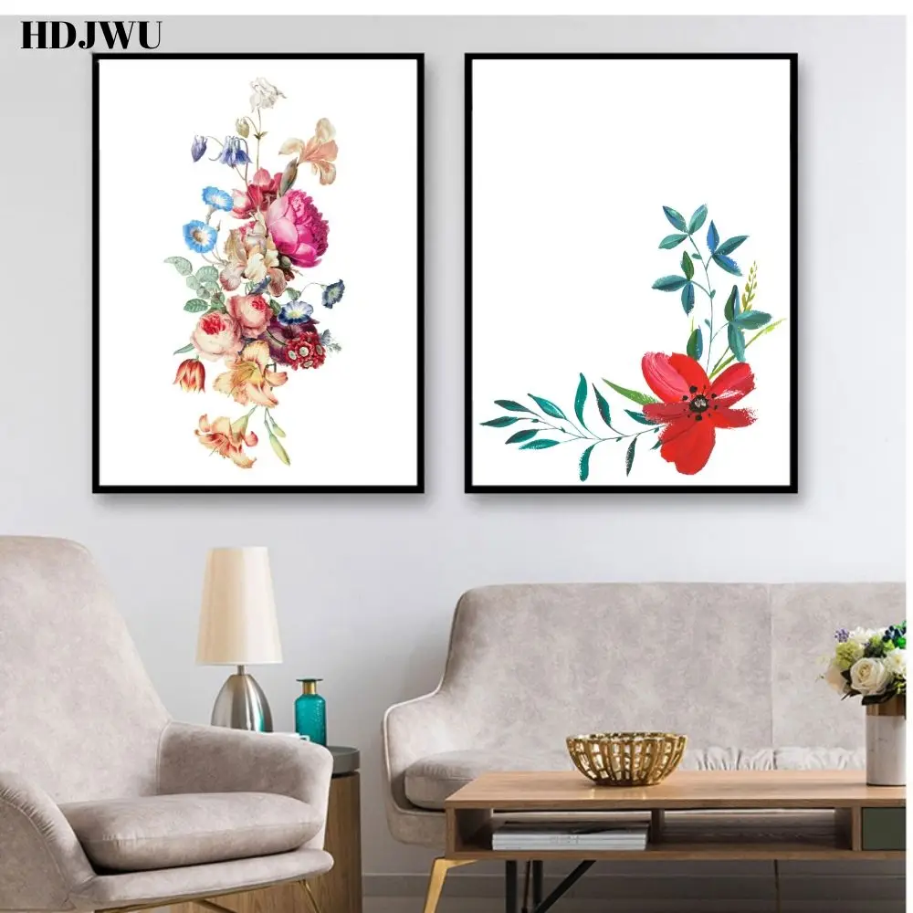 Цветной Цветок картина маслом Настенная ПЕЧАТЬ Плакаты для гостиной отеля Декор