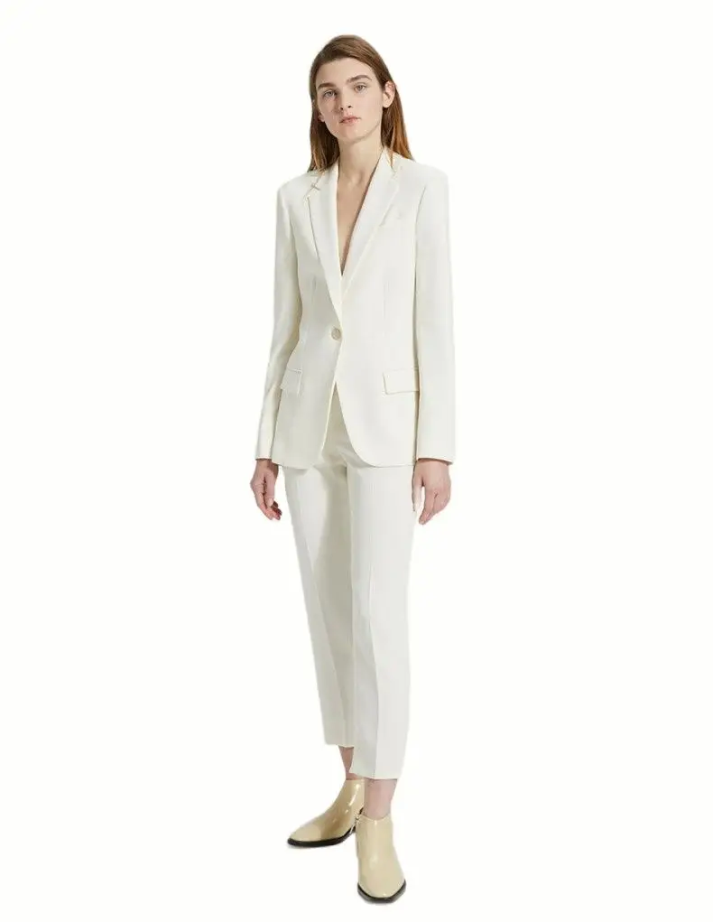 2020 White Ladies Suits Blazer Spring Summer Women Suits Office Wear Female Work Wear Office Suit 2Piece Suit(Jacket+Pant)