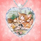 Милый мультяшный котенок в форме сердца ожерелье с подвеской из кристаллов Изысканное ожерелье со спящим котом Модные женские аксессуары Подарок на день рождения Ожерелье для женщин
