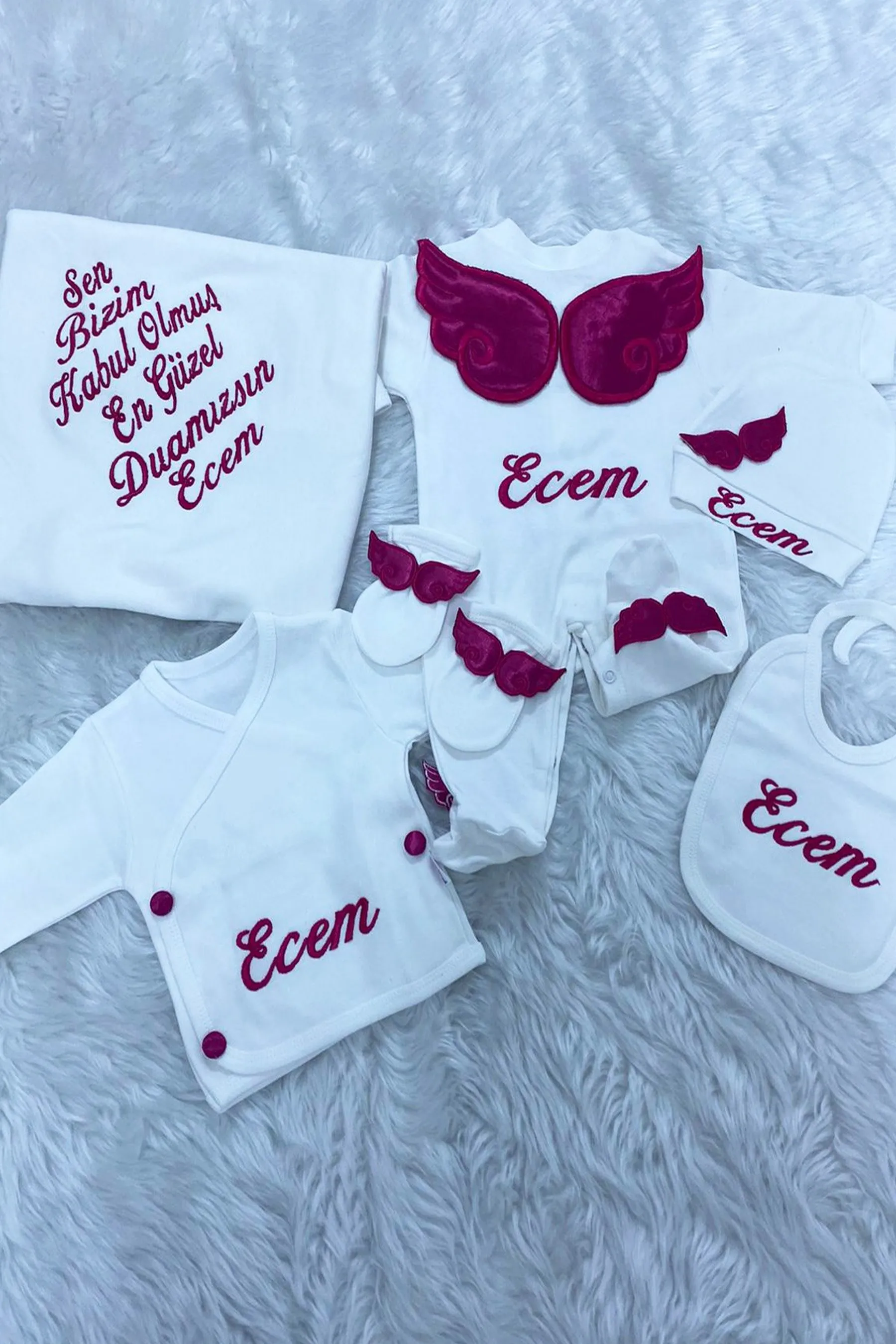 Personalized Baby Girl Embroidered 10 Pieces Romper Gift Set Embroidered Infant Romper with Matching with ribbon Home Coming out