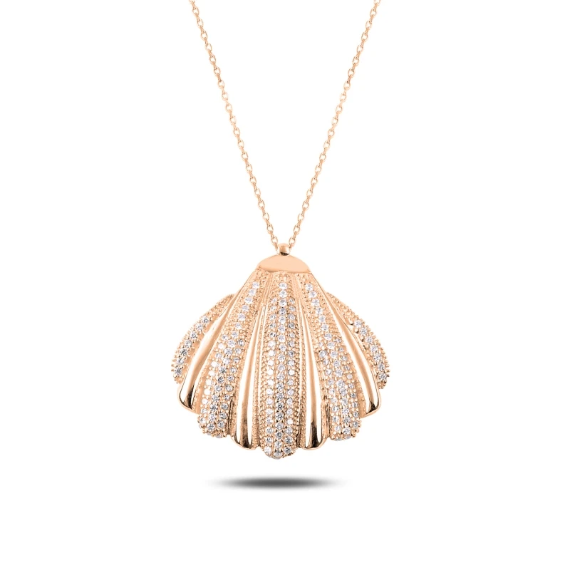 

Silver 925 Sterling Zircon Cubic Zirconia Mussel Shell Necklace