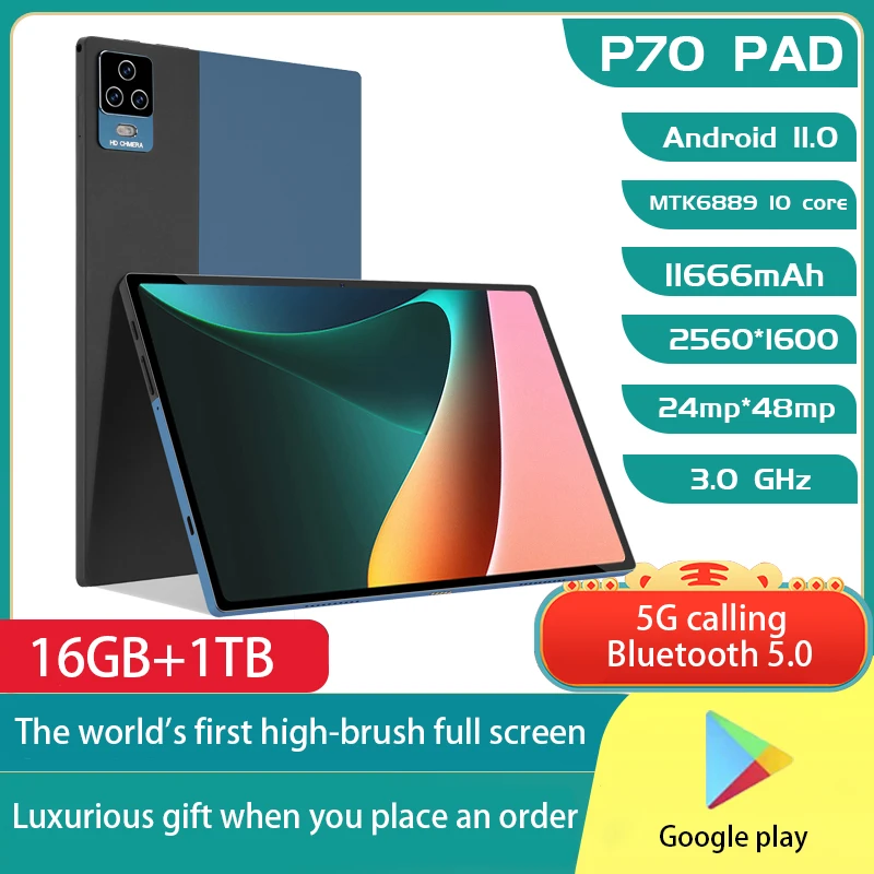 

Планшет Pro на Android 11,0, 16 ГБ ОЗУ 1 ТБ ПЗУ, 11 дюймов, 11666 мАч