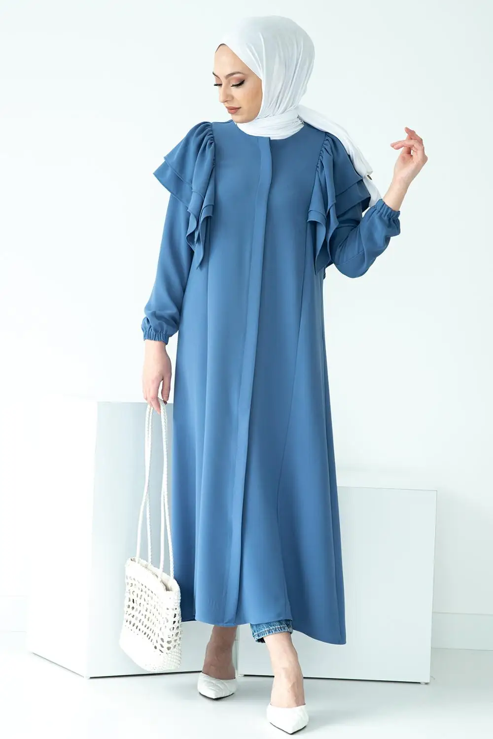 

Mintahayse Muslim İslamic Woman Dress Abaya Robe Sleeve Spring Kaftan Vintage Checked Dubai Arabic Suudi Casual Long Tunic 2021