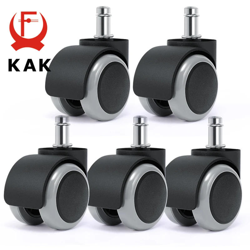 KAK 5pcs 2 inch Universal Swivel Caster Wheels Replacement Gaming Chair Office Chair Casters Trolley Rollers Furniture Hardware