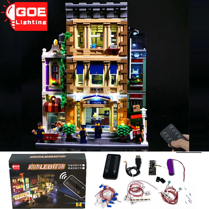 

GOE светильник ING фирменный комплект со светодиодный Ной подсветкой для Lego 10278, уличный полицейский участок, набор строительных блоков, игруш...