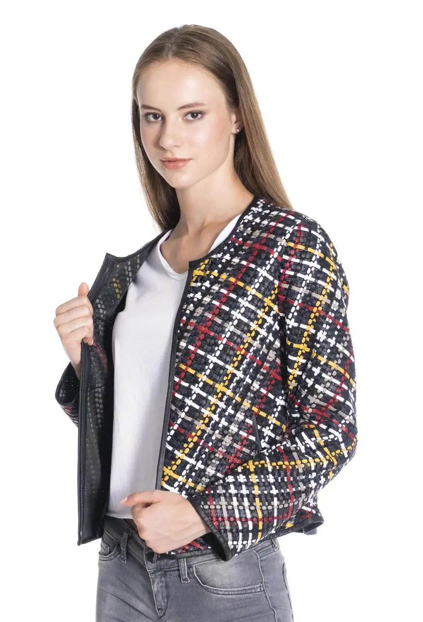 Women winter leather jacket winter Leather Jacket Genuine Real Leather Jacket leather Coat lambskin coat Straw Knit jacket