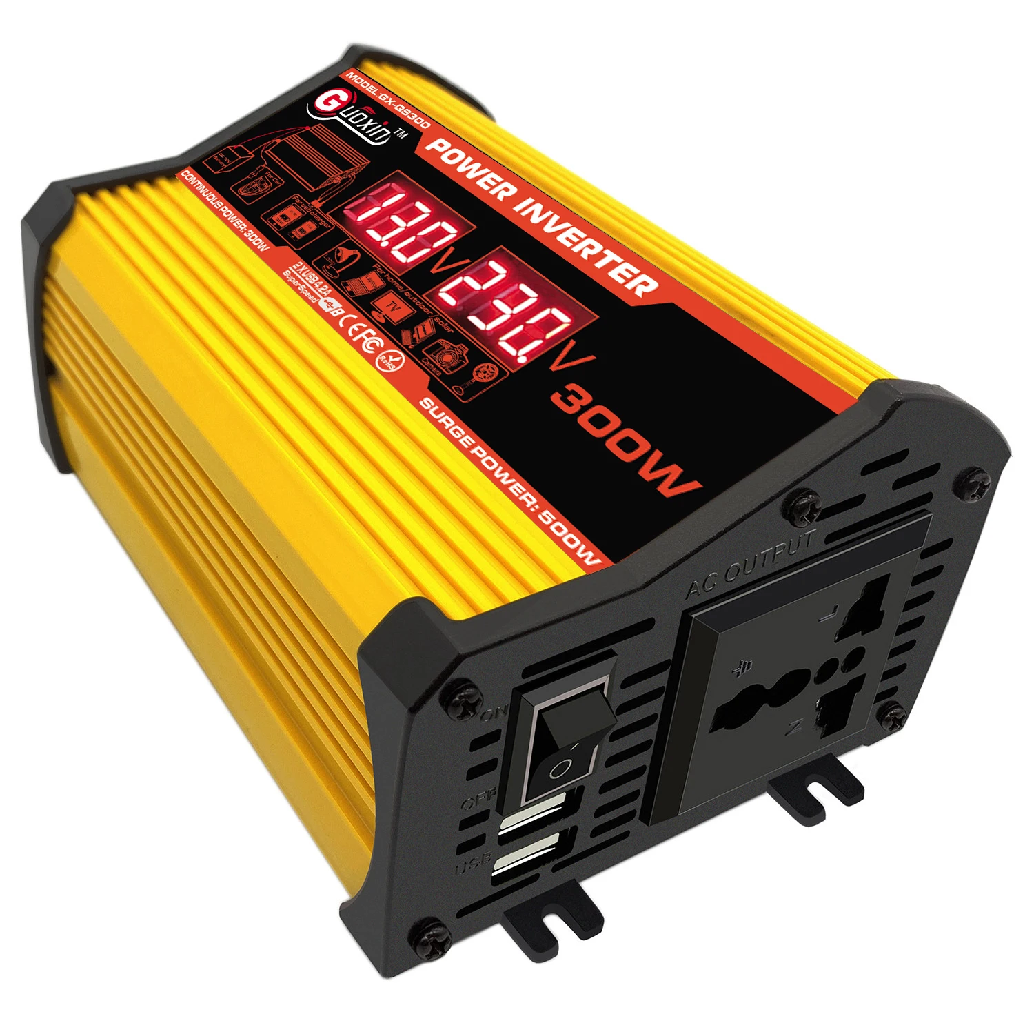 

New Type Solar Inverter of 300W 12v Modify Sine Wave Converter Max USB SGP Power Fan ROHS Protection Output Weight Cooling