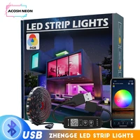 usb led strip dc 5v bluetooth smart strip lights with app control black pcb 5050smd led strip light waterproof for tv desk game