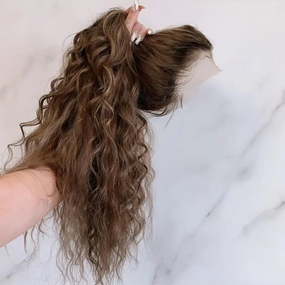 Парик из 360 натуральных человеческих волос парики коричневые кудрявые