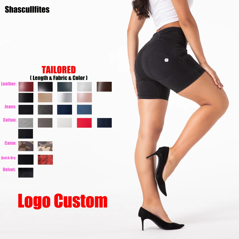 Shascullfites Melody Tailored Pants Women Logo Custom High Waist Black Denim Short Booty Lift Shorts Women's Summer Shorts