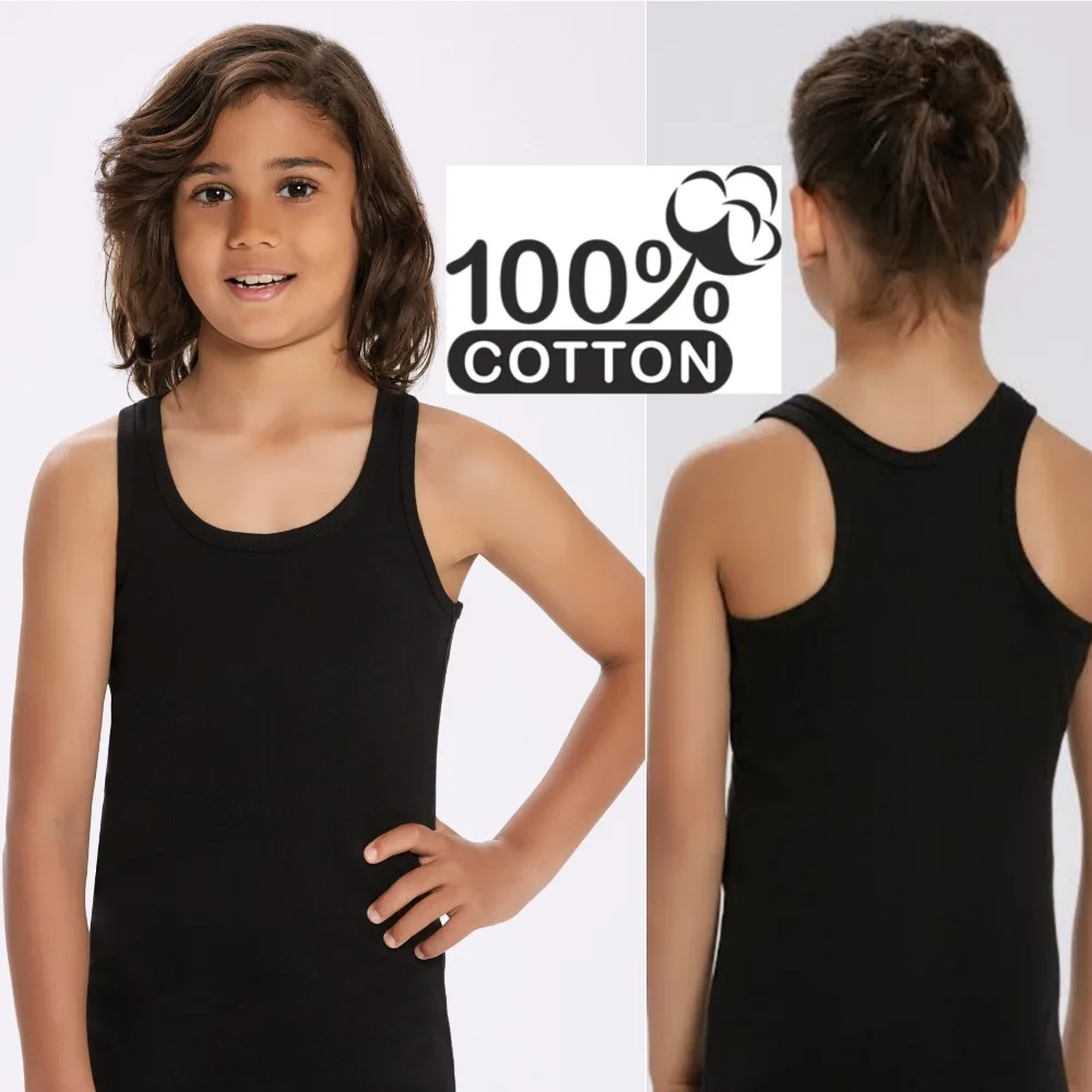 Cotton Sleeveless T-shirt Tank Top Kids Undershirt Boys Underwear Kids Singlet Sleep Shirt Cotton Undershirt For Boy