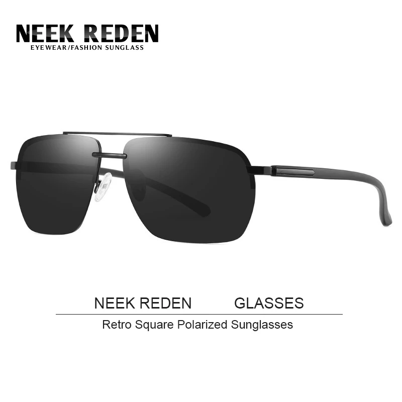 

Retro Square Rimless Polarizerd Sunglasses Men Uv400 High Quality Metal Frame Sports Eyewear Retro Driving Fishing Sunglasess