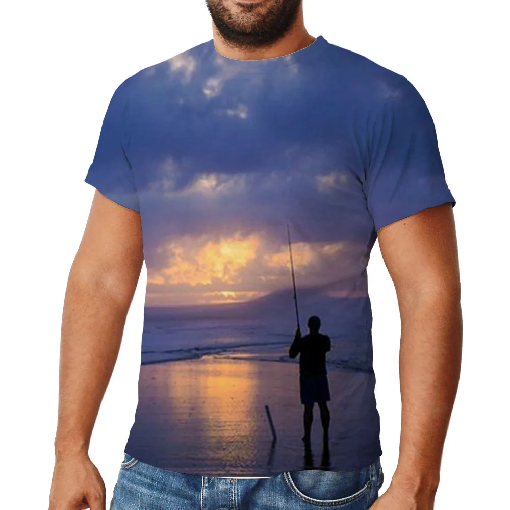 

2021 New Fashion Men hoodies 3D Print t shirt New Fisherman fisher Animal Fishing Art tees shorts sleeve Apparel Unisex -10