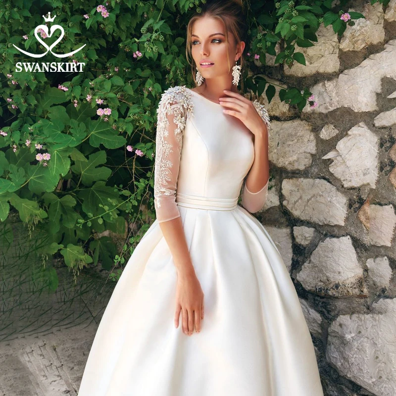 Роскошное Свадебное платье с бусинами Модель 2020 года Шикарная юбка жемчужными