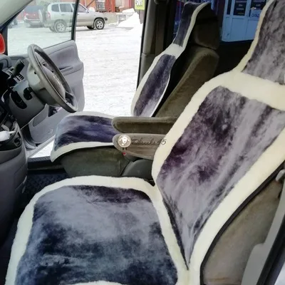 Автонакидки из мутона Панда серый+белый овчины велюра эко меха |