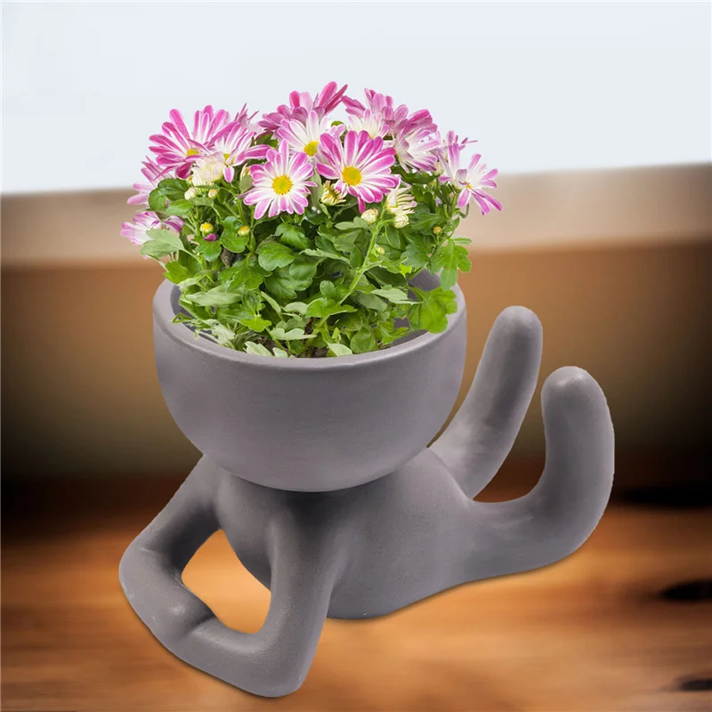 

Humanoid Ceramic Plant Pot Character Portrait Flower Resin Succulents Couple Ornaments Personality Gift Arrangement Container