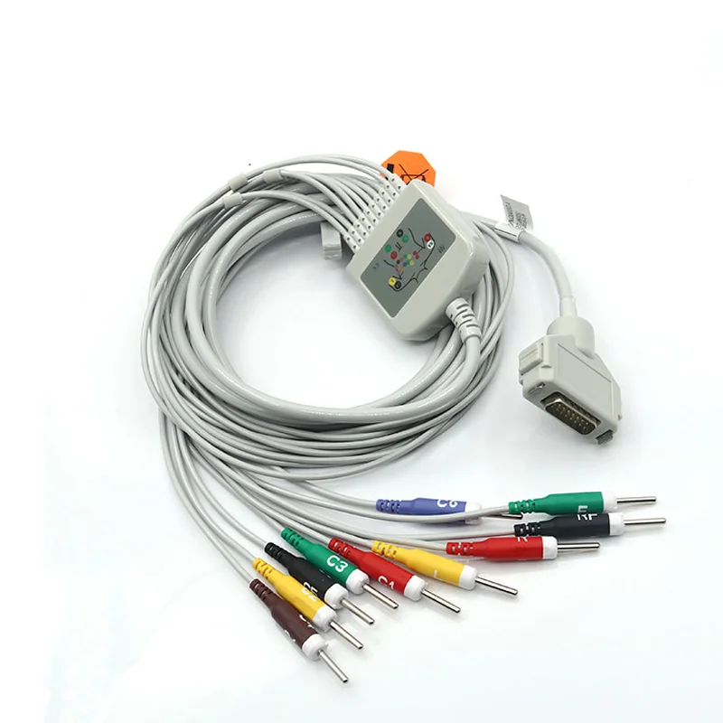 3 шт./лот Fukuda Denshi FX 7102 EKG Cable CardiMax 7101 7202 7402 2111 с 10 свинцовым кабелем ECG IEC Din 0|cable ecg|cable