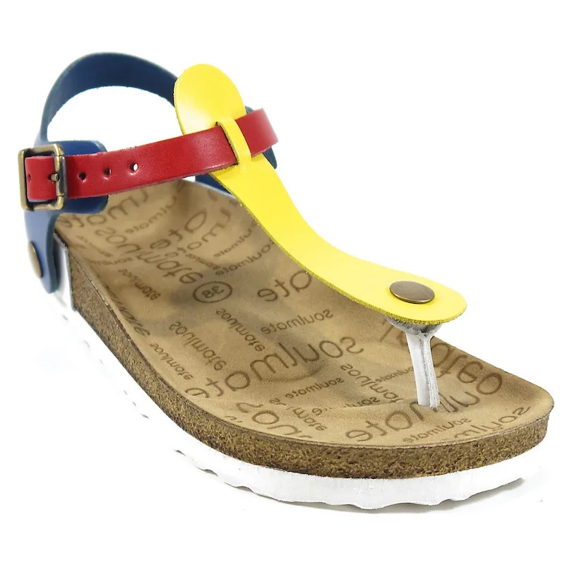 Женские повседневные пляжные сандалии на плоской подошве цвет желтый синий