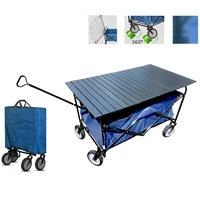 folding transport cart wheels trolley for shopping garden outdoor beach bike trailer foldable hand wagon truck with desktop