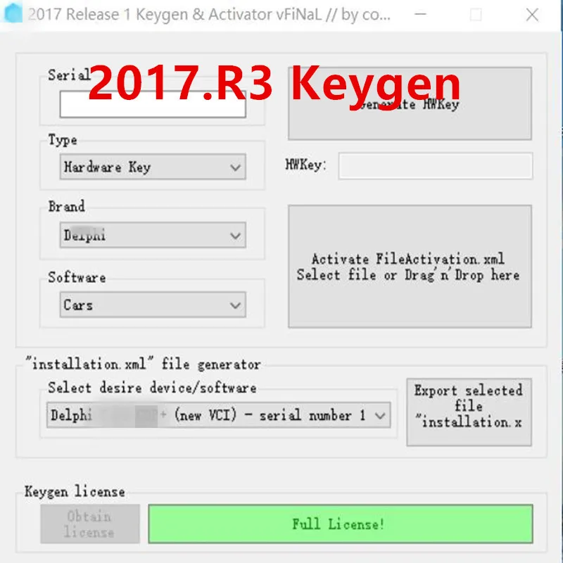 Для Delphi 2017 r3 Keygen 2017.R3 активатор 2017.r3 генератор ключей Дельфин 150e multidiag ключ для vd