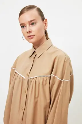 

Beige Shirt Collar Tunic Muslim Clothing Muslim Fashion Spring Summer Collection Hot Sale Free Shipping