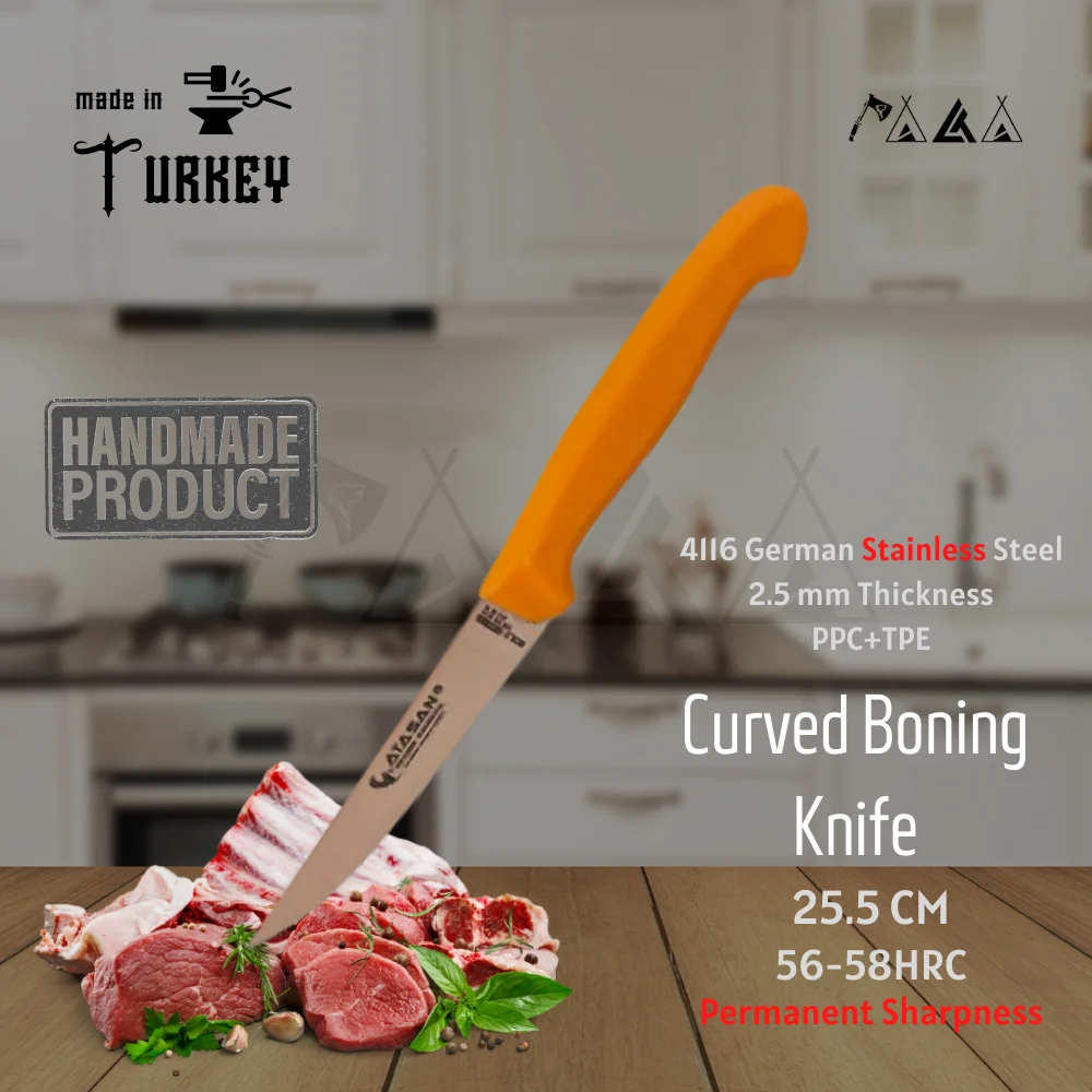 ATASAN Gold Series Straight Bone Stripping Knife Kitchen Knives Handmade High Quality Professional Stainless Steel Meat