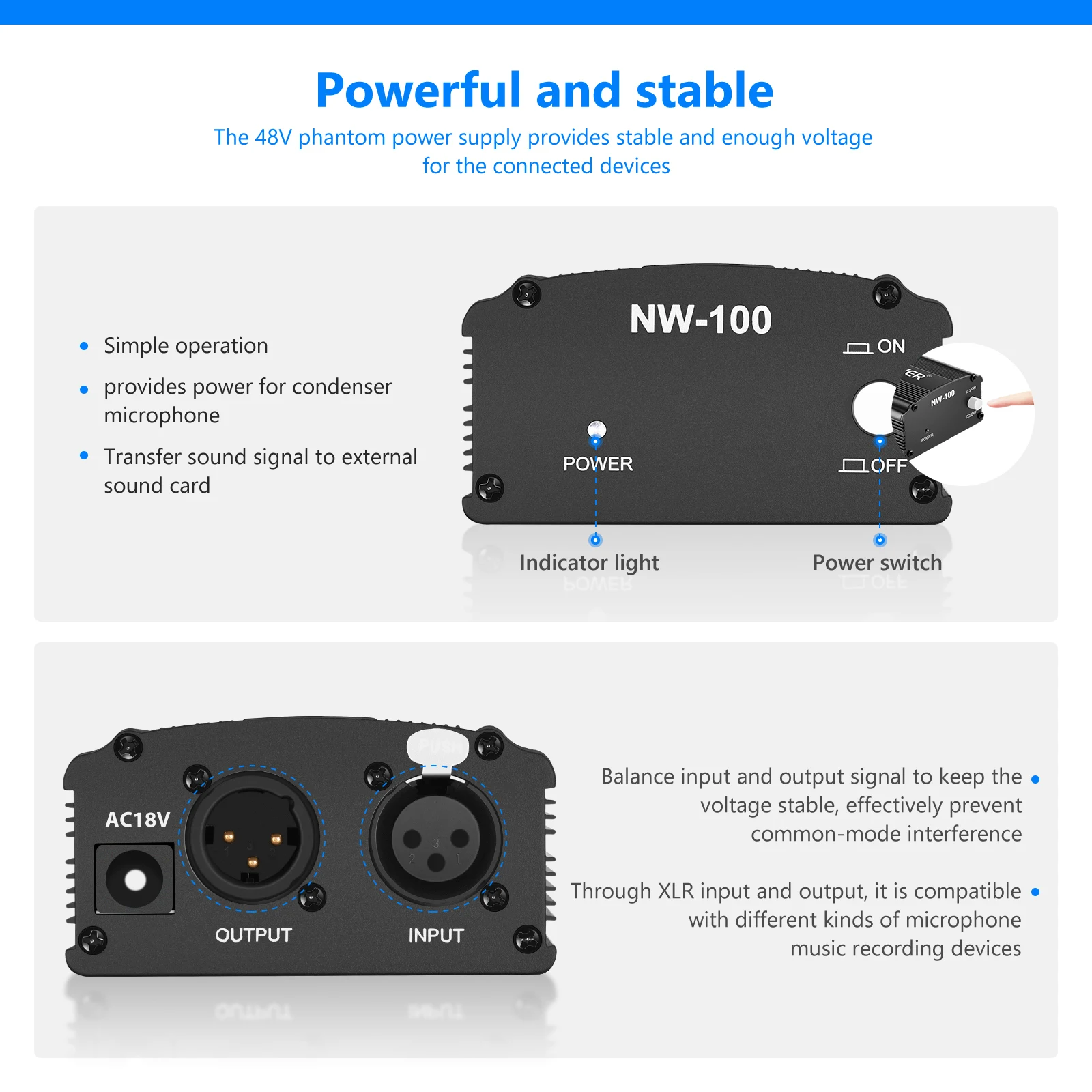 Neewer NW 700 Pro конденсаторный микрофон и мониторные наушники комплект с 48В Питание 35