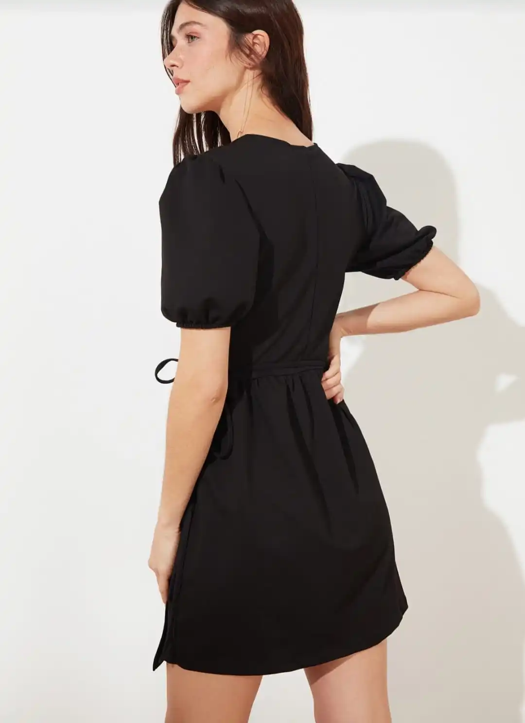 Iyah двойной воротник до груди вязаное платье. Женское черное Размеры s m l | Женская