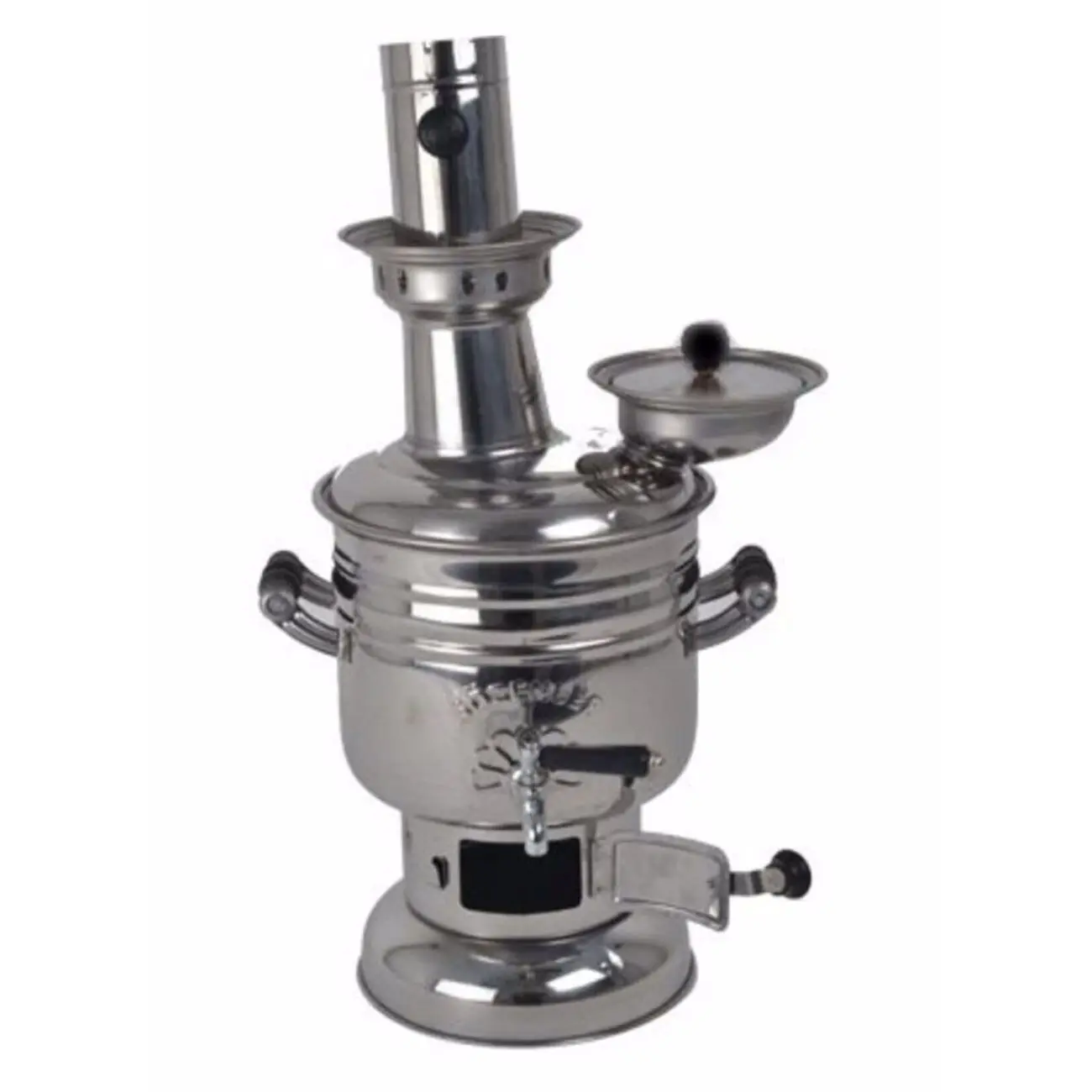 Stainless Steel Samovar Wood Burning Charcoal Camping Stove Kettle Outdoor Barbecue Tableware Camping Accessories  Tea Brewing