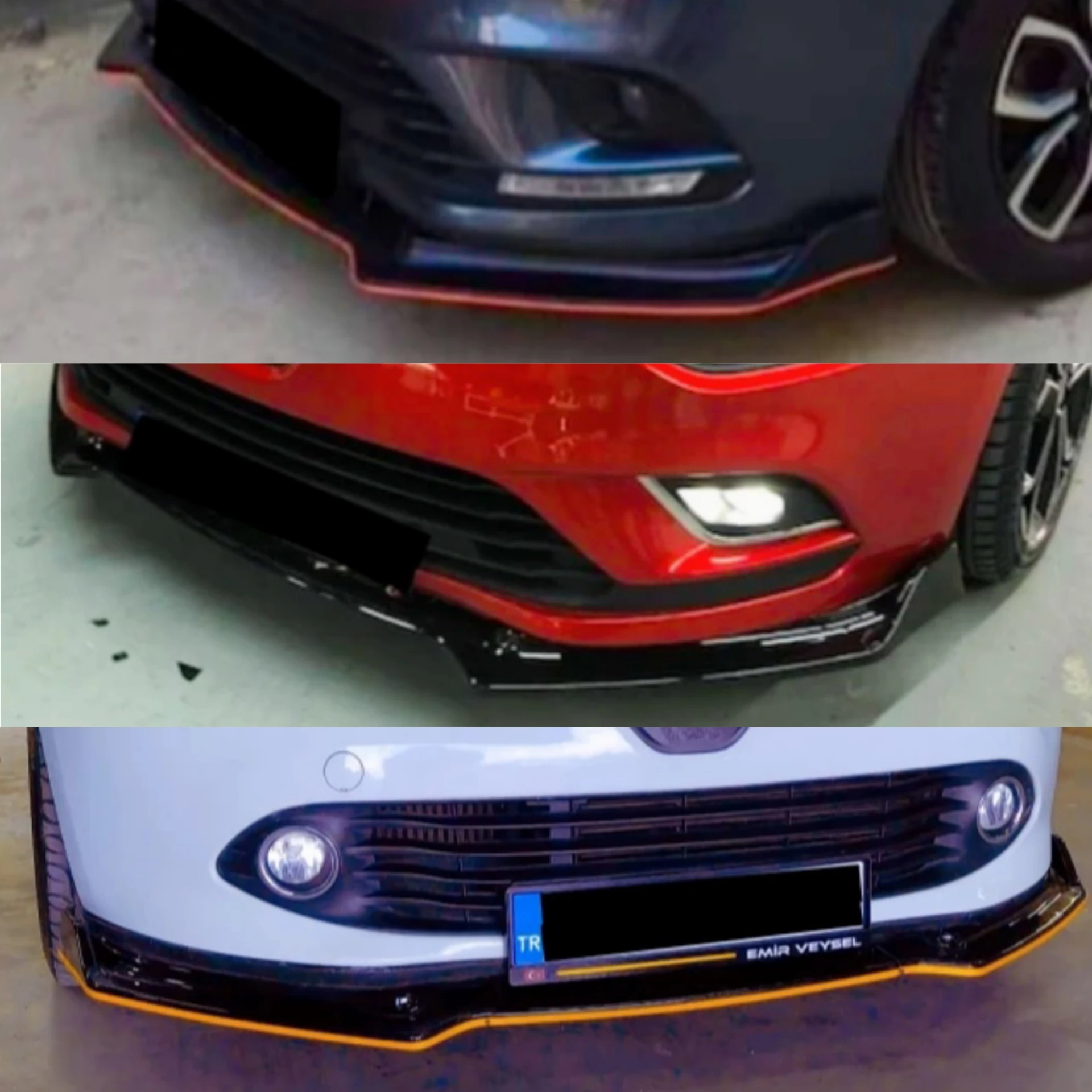 3 Pcs Front Bumper Lip For Ren	