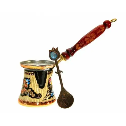 

Turkish Quality Copper Coffee Pot 7 Person Ottoman Coffee Espresso Pots Embroidered Coffee Maker Cezve Anatolian Made in Turkey
