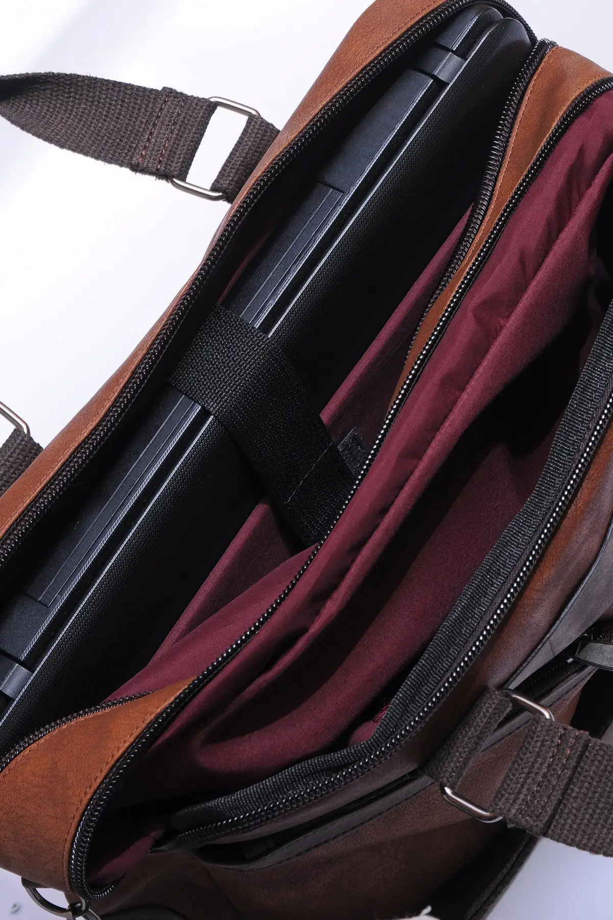 

Tan Color Unisex Briefcase Bag Adjustable Shoulder Strap Laptop And Document Bag Waterproof Faux Leather Special Production Bag
