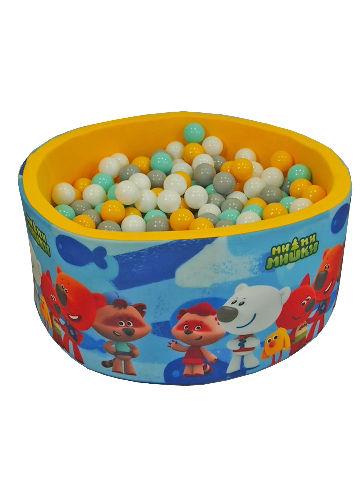 СУХОЙ БАССЕЙН &quotМиМиМишки синие рыбки фон Желтый&quot выс. 40см с шар. 200шт (серый